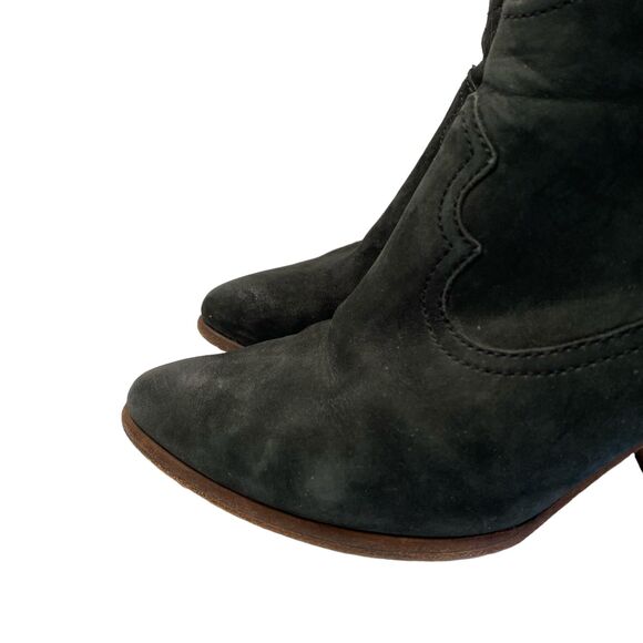 FRYE Reina Black Suede Ankle Western Style Bootie Size 7 - Picture 5 of 15